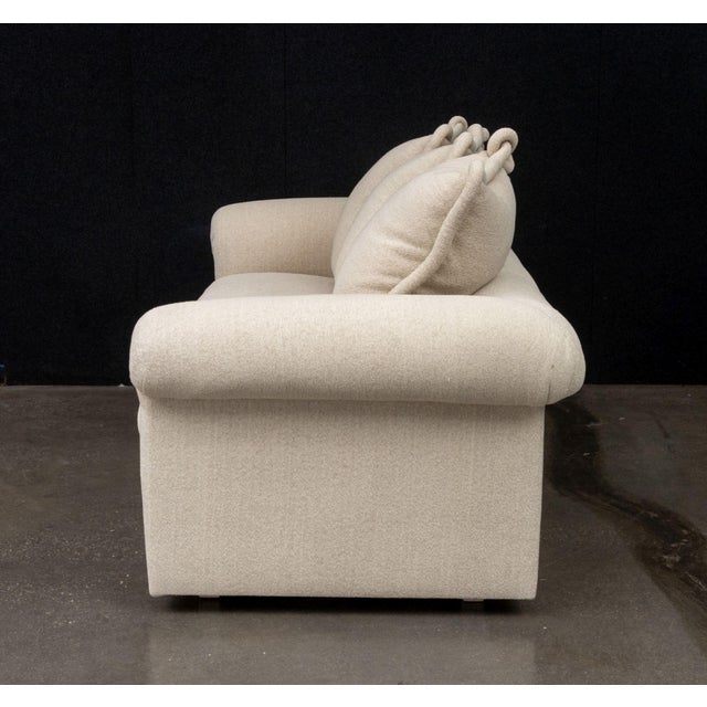 Modern Beige Upholstered Three-Seat Sofa For Sale In New York - Image 6 of 7