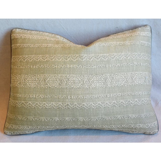 Textile Green & Cream Designer Kerry Joyce Striped Feather/Down Pillow 22" X 16" For Sale - Image 7 of 8