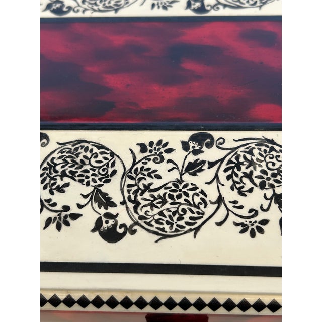 One of a Kind Artist Painted Decorative Red Faux Tortoise Box For Sale - Image 4 of 15