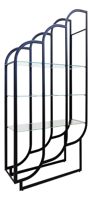 Black Bookcase in Metal and Glass