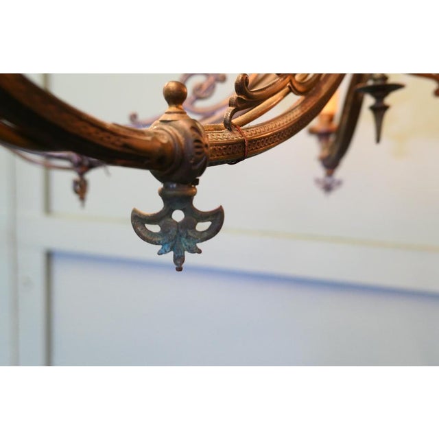 Gothic Gilded Brass Five Branch Chandelier For Sale - Image 5 of 8