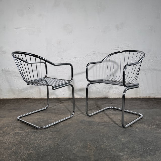 Cantilever Dining Chairs in the style of Gastone Rinaldi, 1980s, Set of 4 For Sale - Image 12 of 12