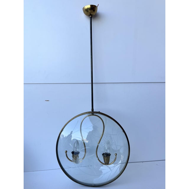 Metal Mid-Century Modern Pendant in the style of Pietro Chiesa, 1950s For Sale - Image 7 of 7