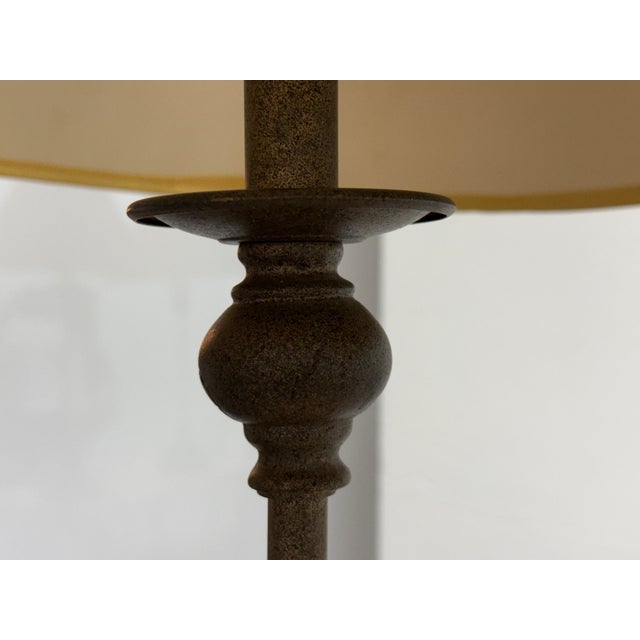Metal Traditional Patinated Fluted Base Table Lamps, Pair For Sale - Image 7 of 12