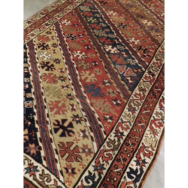 Antique Hand-Knotted Caucasian Gendje Gallery Rug. 4'7"x 9'3" For Sale - Image 11 of 15