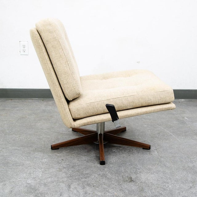 Mid-Century Modern Mid Century Danish Modern Lounge Chair Tan Swivel Denmark Swivel Slatte Sweden For Sale - Image 3 of 11