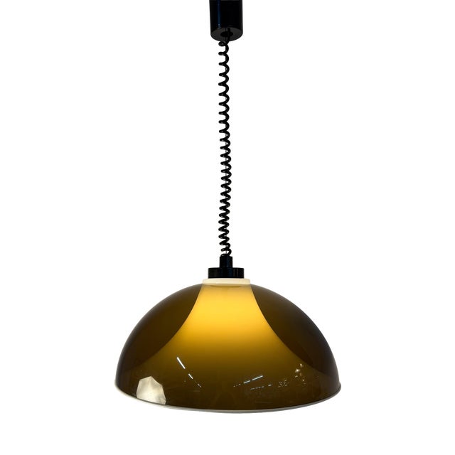 Hanging Lamp in Brown White Acrylic from Elio Martinelli For Sale