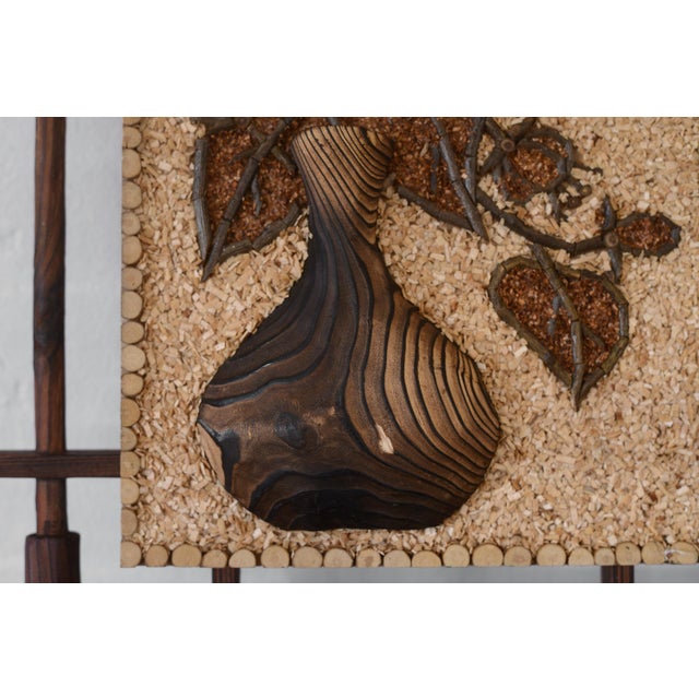Mid-Century Modern Mid Century Red Cedar and Wood Chip Vase With Flowers Wall Art For Sale - Image 3 of 8