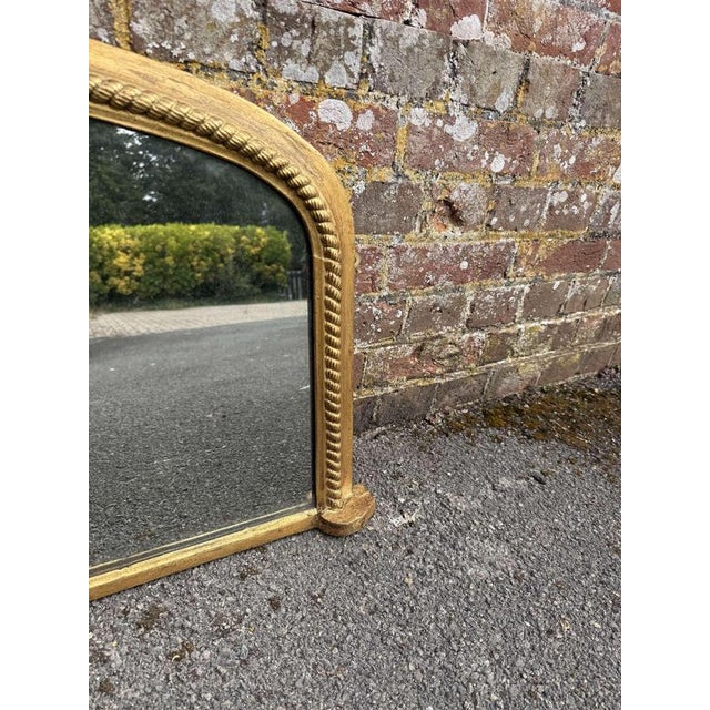 Antique English Arched Top Gilt Ribbed Overmantle Mirror, 1800s For Sale - Image 3 of 7