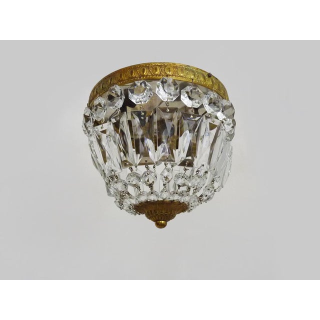 Antique two-light crown-shaped ceiling light with glass pendants. Louis xvi style. louis xvi style half-basket ceiling...