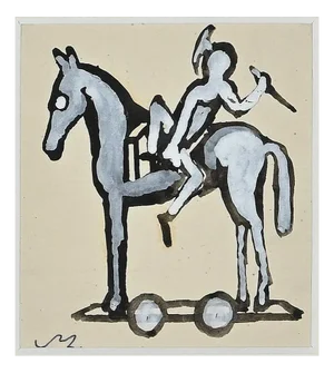 Mino Maccari, Trojan Horse, Original Drawing, 1960s