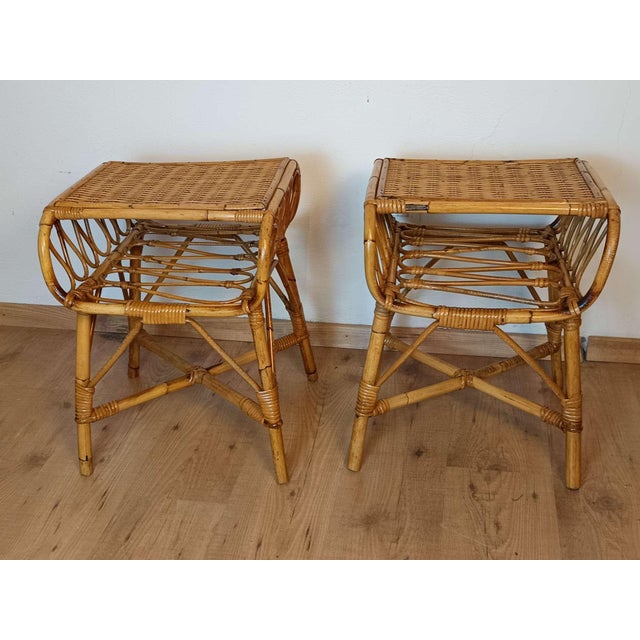 Bamboo Bedside Tables, 1960s, Set of 2 For Sale - Image 10 of 14