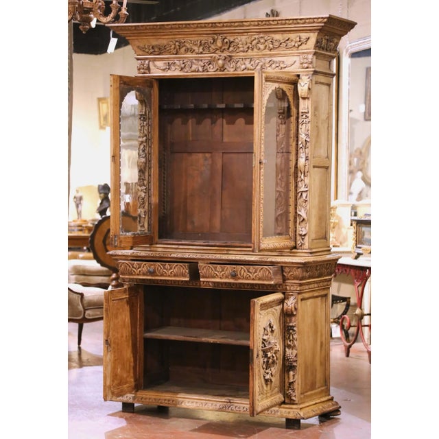 French 19th Century French Bleached Oak Nine-Gun Cabinet With Hunt Carvings For Sale - Image 3 of 12