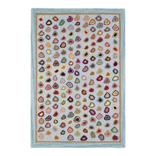 Dash & Albert by Annie Selke Cat's Paw Blue Micro Hooked Wool Rug, 7' 6" x 9' 6" For Sale