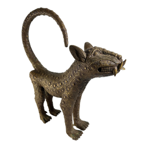 Early 20th Century African Benin Bronze Leopard, Nigeria, 24.5" H