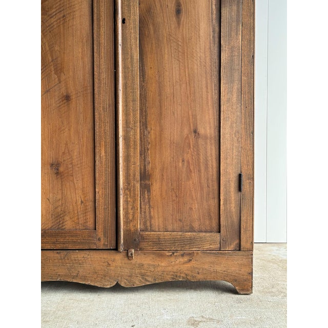 Wood Antique Pine Cupboard Cabinet With Carved Crest For Sale - Image 7 of 18