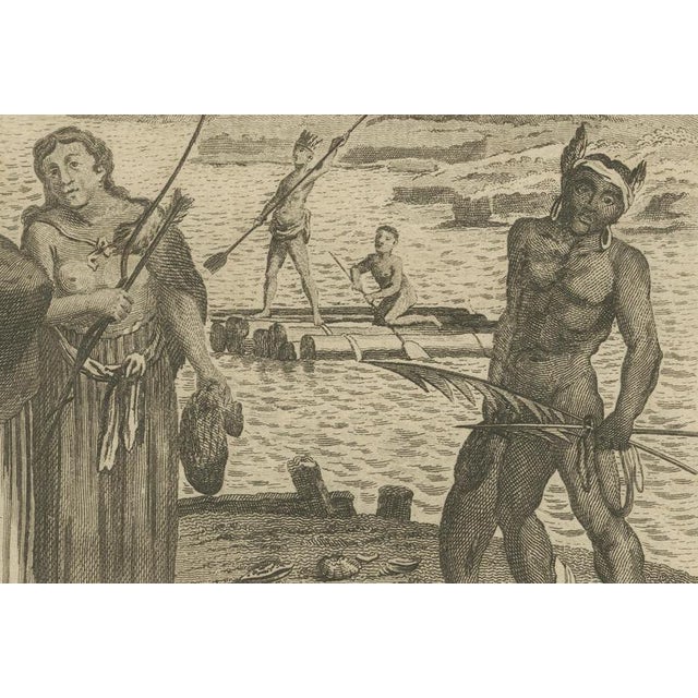 California Indigenous Dress and Fishing Rafts, 1754, Paper For Sale - Image 3 of 9