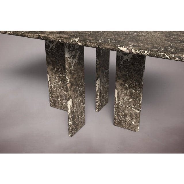 Not Yet Made - Made To Order Luna Rectangular Dark Emperador Marble Dining Table 82.6" For Sale - Image 5 of 5
