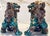 Ceramic Pair of Mid-Century Ceramic Polychrome Foo Dogs For Sale - Image 7 of 12