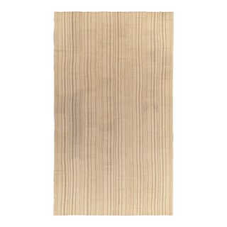 1950s Vintage Kilim Rug in Beige, Brown Panel Style, Striped Patterns For Sale