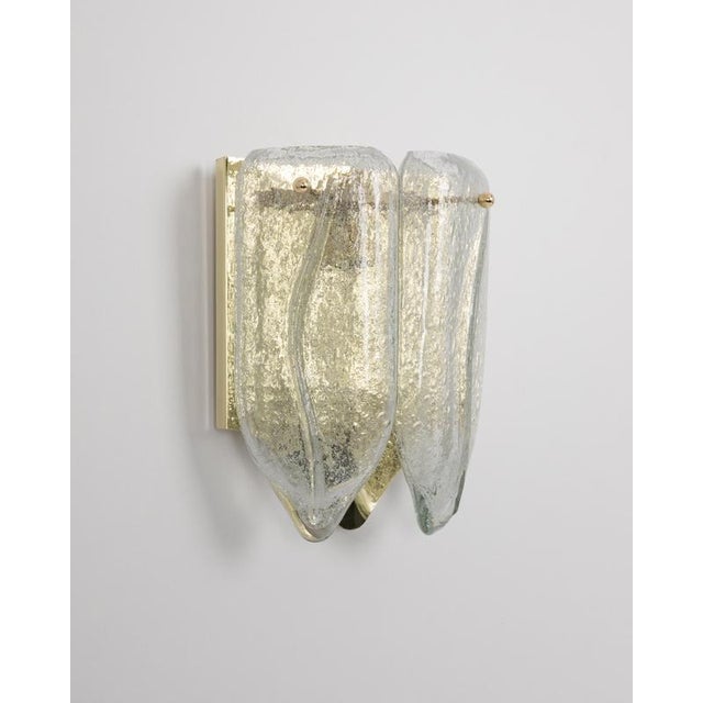 1 of 4 mid-century wall sconces with murano glass pieces, made by doria leuchten, germany, manufactured, circa 1960-1969....