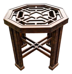 Vintage Octagonal Fretwork Wood Dining Table