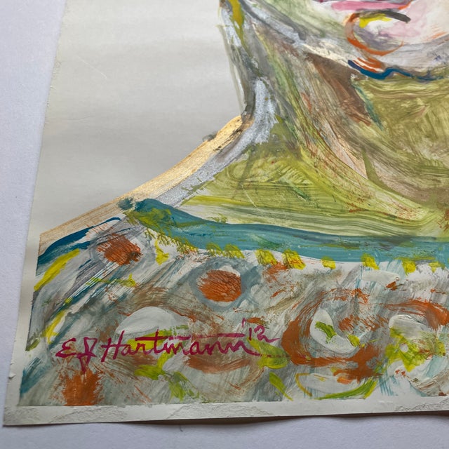 Contemporary Contemporary Original E.J.Hartmann Abstract Portrait Painting Signed For Sale - Image 3 of 4