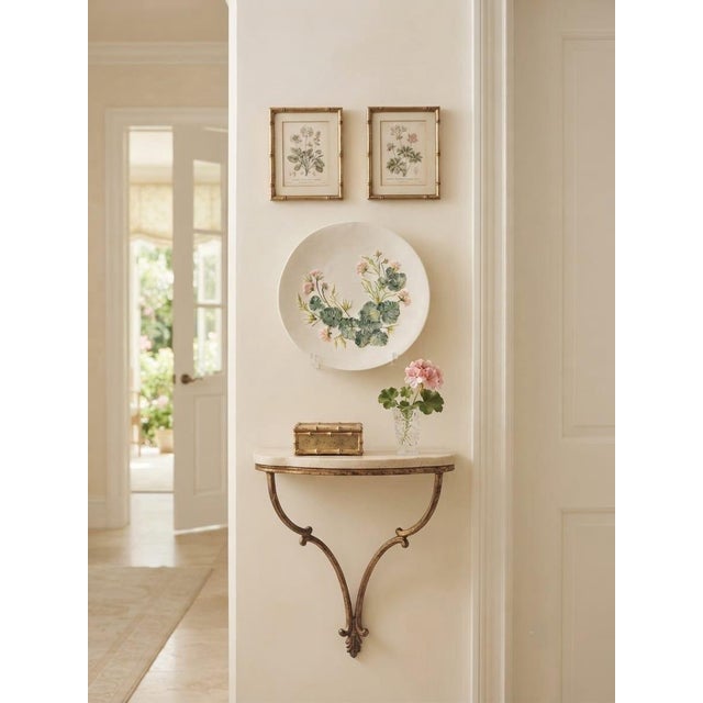 Vintage Hand-Painted Botanical Pelargonium 3d Relief Ceramic Platter For Sale - Image 12 of 12