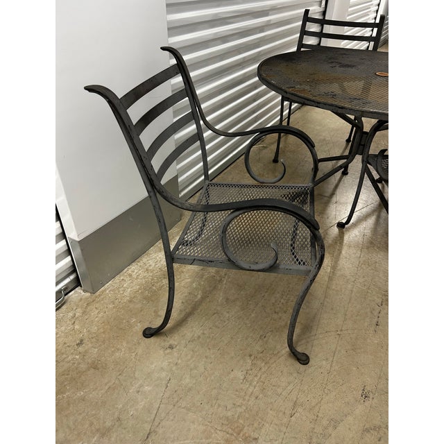 Vintage Wrought Iron Patio Set in the Style of Russell Woodard For Sale - Image 9 of 12