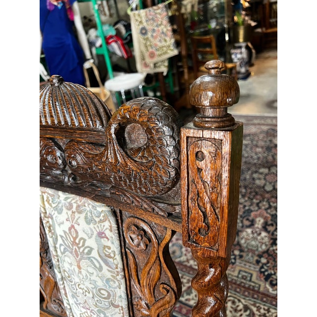 Wood 1970s English Style Carved Wooden Barley Twist Accent Chair For Sale - Image 7 of 10
