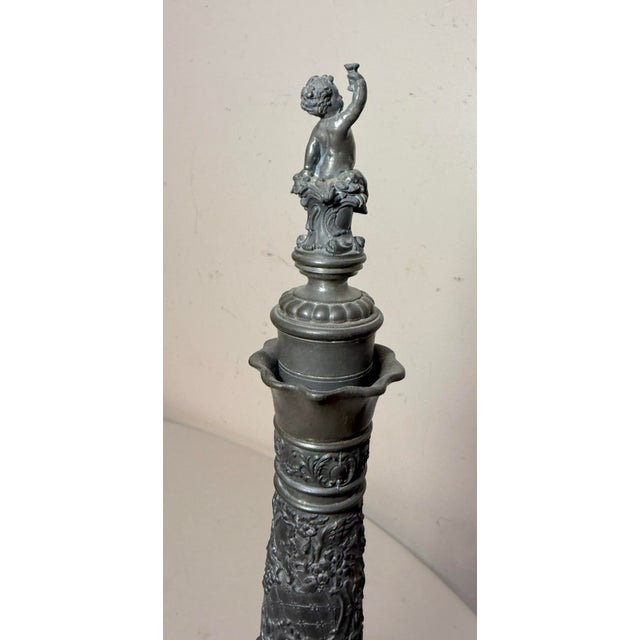 Antique German Hand Blown Glass Pewter Figural Cherub Claret Decanter Bottle For Sale - Image 15 of 18