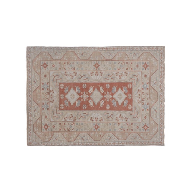 Vintage Turkish Rug From Milas, Traditional Beige Rugs 6'6'' X 8'7'' 78.3" x 103.1" / 199 x 262 Cm Hand woven with high...