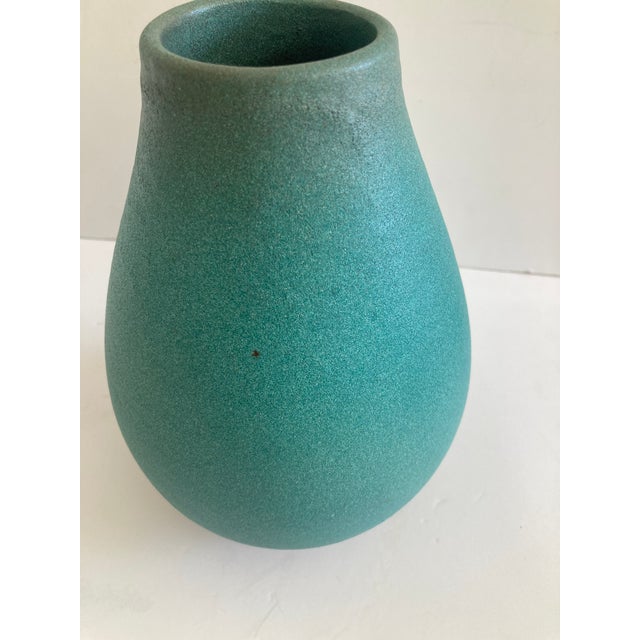 Mid Century Matte Turquoise Glazed Ceramic Vase For Sale In Los Angeles - Image 6 of 8