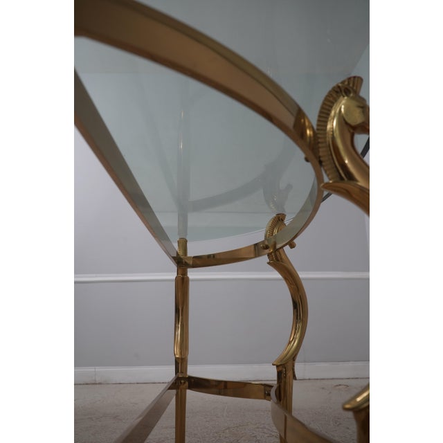 Labarge Brass & Glass Horse Head Demilune Console Table For Sale - Image 13 of 13