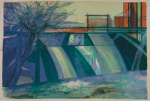 Camille Hilaire, Le Barrage, Lithograph