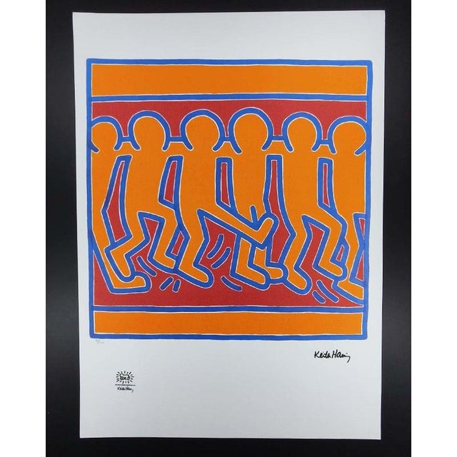 Keith Haring Limited Edition Lithograph Numbered in Pencil - 80 of 150 Authorization stamps: Impressed Oringinal Stamp...