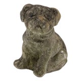 Vintage English Bulldog or Pug Dog Stone Garden Statue, English Mid 20th C. For Sale