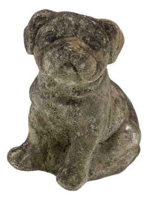 Vintage English Bulldog or Pug Dog Stone Garden Statue, English Mid 20th C.