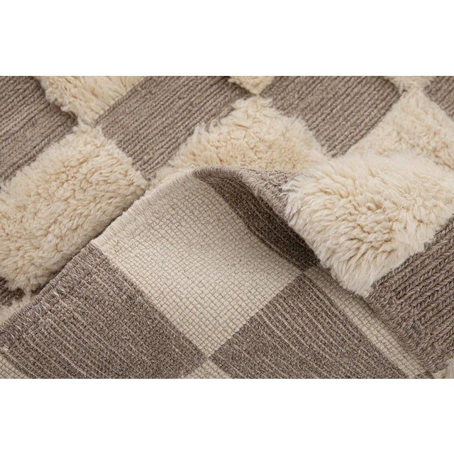 Textile Checkerboard Hand-Knotted Moroccan Wool Rug | 11'11" X 8'8" | One of a Kind For Sale - Image 7 of 7