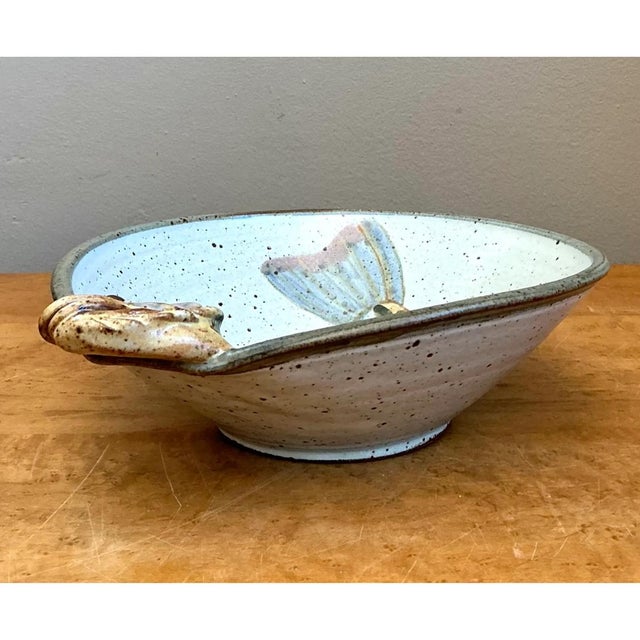 Vintage Handcrafted Fish Design Pottery Bowl For Sale - Image 9 of 12