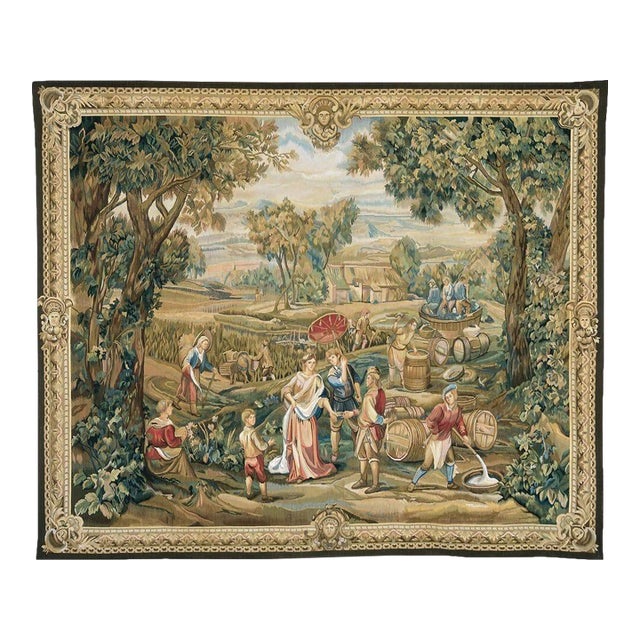 La Racolte Du Vin Handwoven Tapestry - 183 X 218 Cm (6'0" X 7'2") - Requires Rod Size 5 For Sale