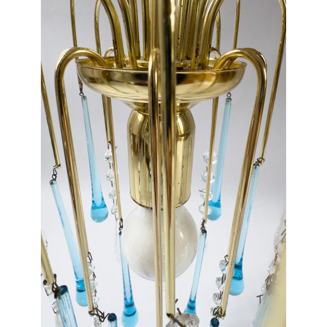 Vintage Murano-Style Blue Glass Teardrop Waterfall Chandelier, C. 1970 For Sale - Image 10 of 18