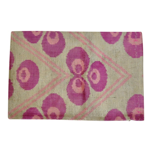 Silk Velvet Ikat Throw Pillow For Sale