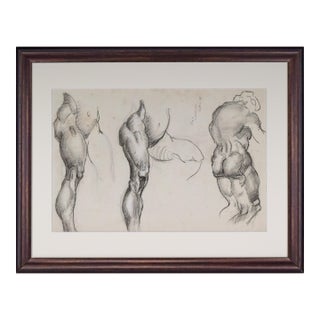 Vintage Art Deco Era Nude Charcoal Figure Study Drawing by William B Pattengill 1934 For Sale