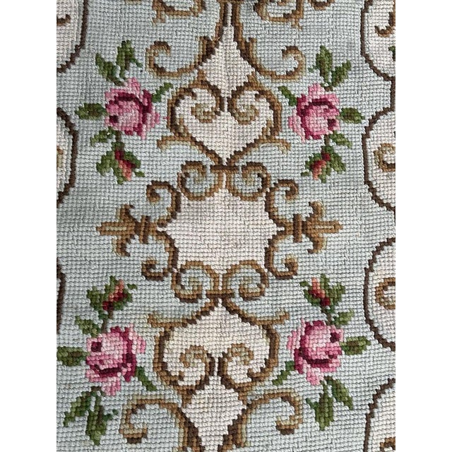 Pretty mid century French Aubusson style rug with nice floral design and beautiful colours with light blue and white,...