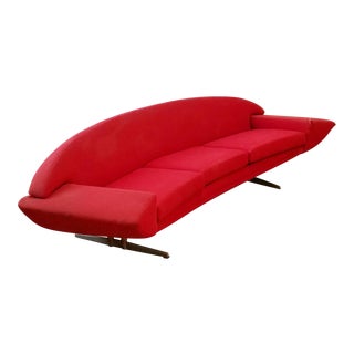 1960s Danish Modern Johannes Andersen for Trensum Sweden Red Wool Sofa For Sale