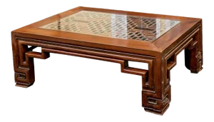 Chinese Rectangular Hand-Carved Elmwood Cocktail Table