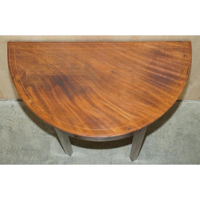 Victorian Hardwood & Walnut Demi Lune Half Moon One Drawer Console Table by Charles & Ray Eames For Sale - Image 9 of 18