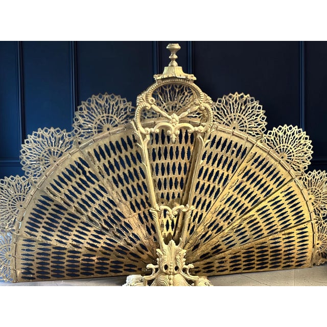 Gold Vintage Fireplace Screen in Brass, 1920s For Sale - Image 8 of 8