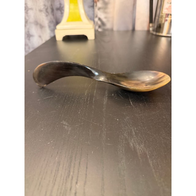 Hand Carved Decorative Horn Spoon With Turned Handle For Sale - Image 9 of 9